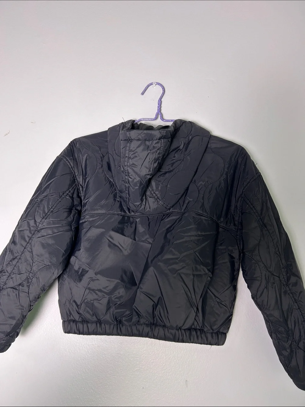 Old Navy Black Hooded Cropped Puffer Jacket